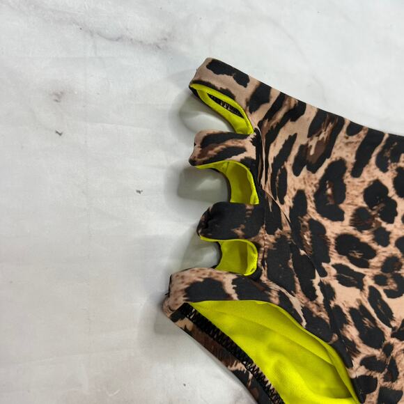 Bar III Women's Beach Cheetah High Waist Strappy Side Bottoms Size S New - Picture 2 of 5